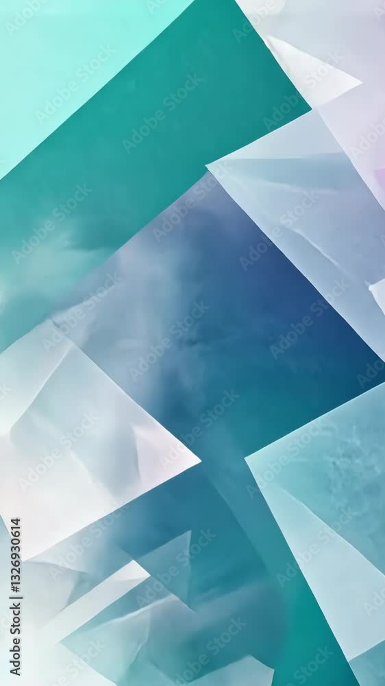 Poster abstract geometric shapes in cool tones create a serene atmosphere suitable for modern design