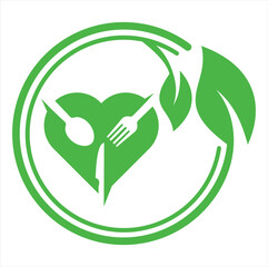 eco friendly icon Green Leaf Icon, logo illustration fork and spoon