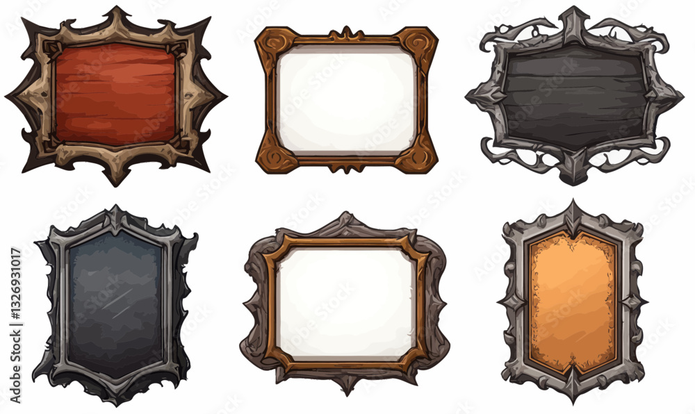 Aufkleber medieval-style game ui borders and frame designs for fantasy rpg interfaces