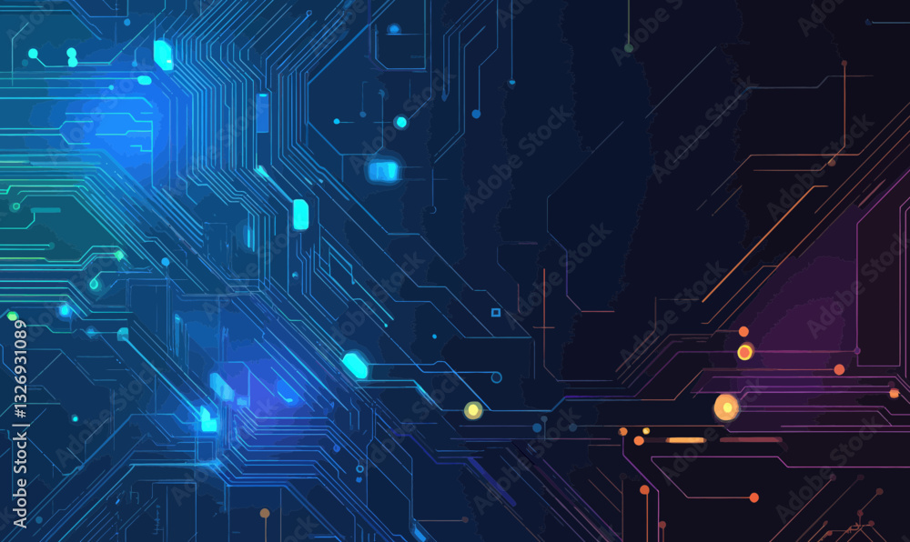 Poster futuristic circuit board technology background with abstract digital design