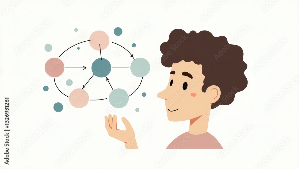 Poster a man holding a visual diagram, representing connection and a strategy