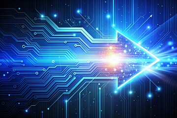 Futuristic Arrow Speed Technology Background: Abstract Digital Circuit Lines Cyberspace Concept