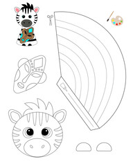 Zebra template for coloring and building for games