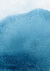 Watercolor abstract Painted turquoise background. Monochrome artistic art texture