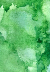 Watercolor abstract Green background. Monochrome artistic art texture