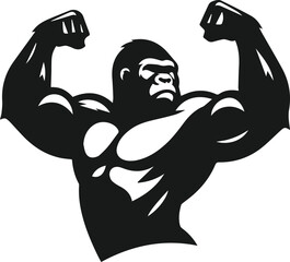 illustration of a gorilla with muscles
