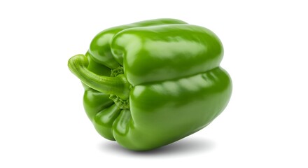 Vibrant Green Bell Pepper Isolated on White Background