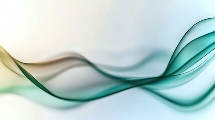 Naklejka premium Flowing turquoise and green transparent waves create elegant smooth curves against white background, abstract modern design for business presentations and layouts.