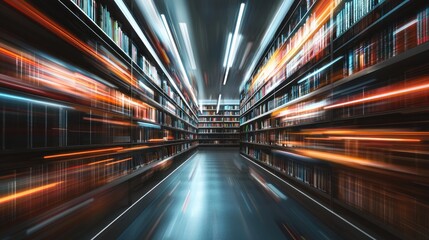 Fototapeta premium Dynamic Library: A Whirlwind of Knowledge