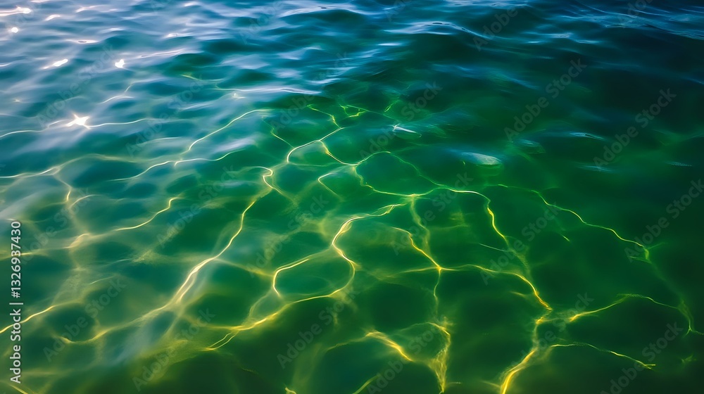 Poster mesmerizing underwater light patterns create abstract ripples in turquoise and emerald green water s