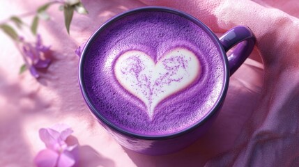 Purple Heart Latte on Pink Fabric