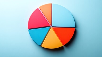 Colorful pie chart on light blue background