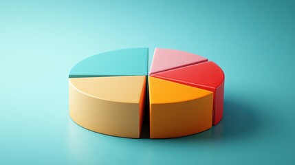 Colorful pie chart on mint background