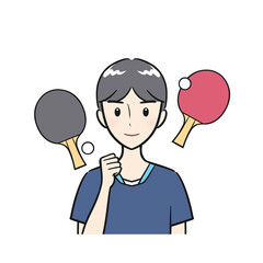卓球部・卓球・部活を頑張る男子学生（背景なし）