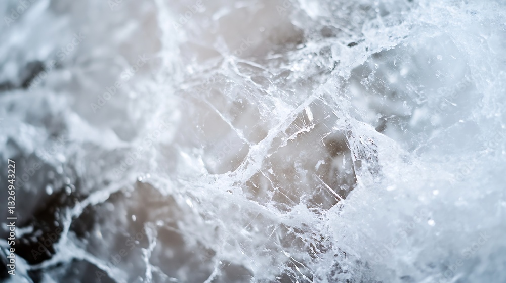 Aufkleber Abstract closeup view of shattered ice with intricate patterns and soft lighting effects : Generative AI
