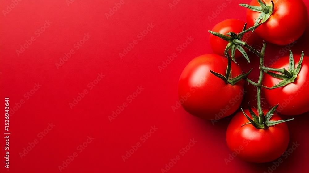 Poster fresh ripe tomatoes on vibrant red background perfect for culinary and healthrelated themes : genera
