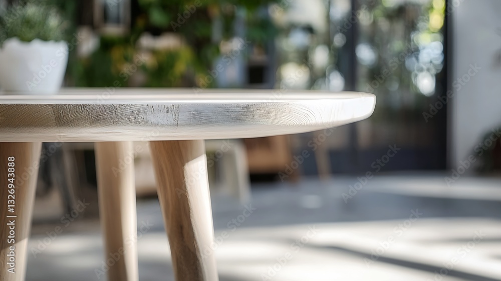 Poster modern wooden table with a smooth finish set in a stylish interior space highlighting contemporary d