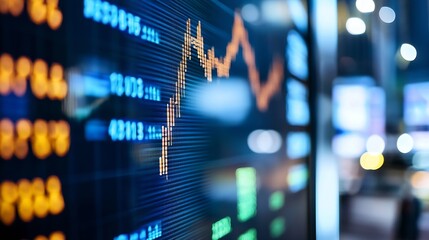 Dynamic stock market chart displaying fluctuating prices and data for financial analysis : Generative AI
