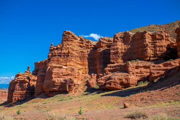 Charyn Canyon, Valley of Castles. The excellence of Kazakhstan. Panorama of natural unusual...