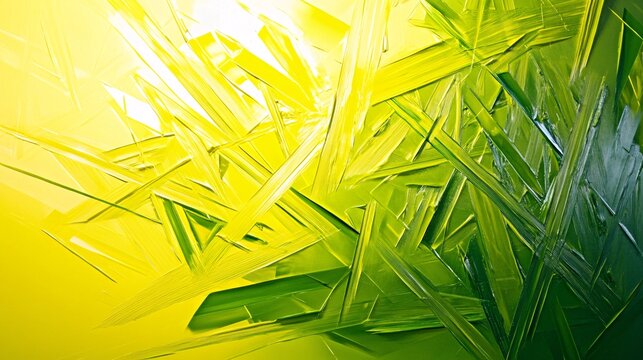 Vibrant gradient from electric yellow to neon green with sharp angular lines cutting through.