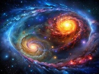 Obraz premium Galactic Collision: Drone View of Cosmic Chaos - Stunning Nebula Swirl