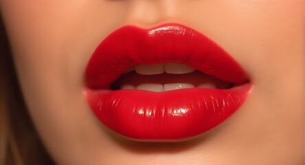 Fototapeta premium Red Lips Beauty Close-Up