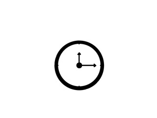 The image shows a simple black-and-white illustration of a clock.