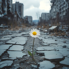 Yellow daisy floating on clear water with a blue sky in the background, capturing the beauty of nature and spring blooms