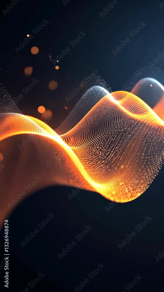 Poster waves of glowing particles create stunning visual effects in a dark environment
