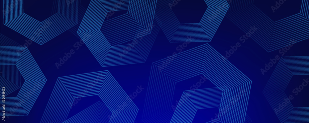 Aufkleber blue abstract background with hexagon lines. geometric lines pattern. modern shiny blue gradient lin