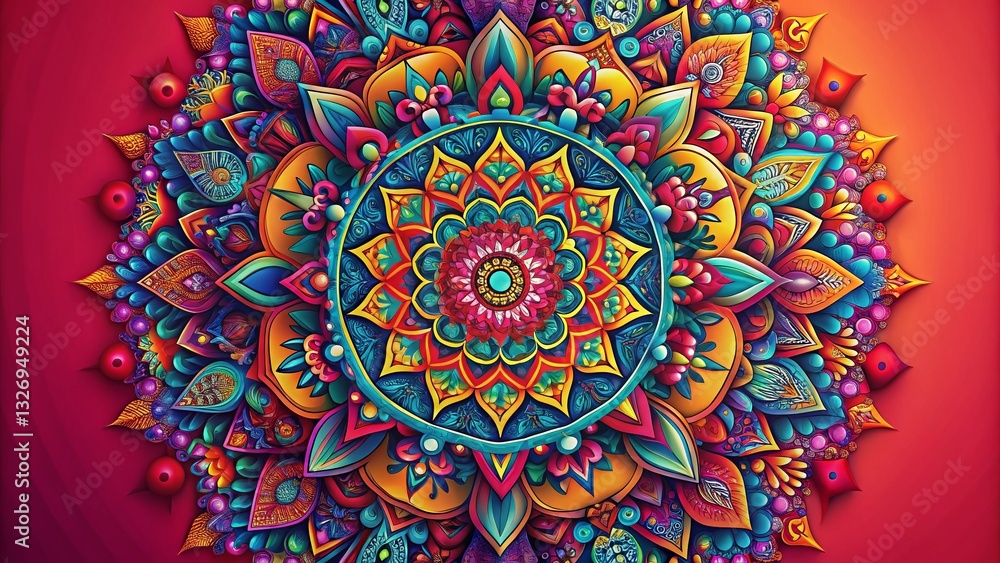 Poster geometric harmony: abstract symmetrical shapes on solid background