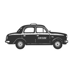 Black silhouette Taxi Cars Set on White Background. Sketch vintage vector illustration