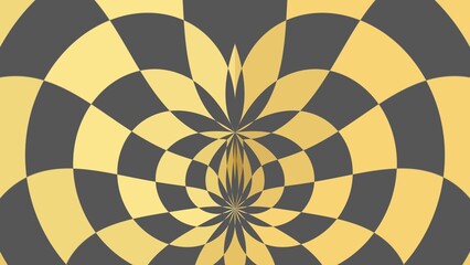 Optical Illusion Abstract Pattern in Gold and Gray. Hypnotic abstract geometric pattern with gold and gray checkered design creating an optical illusion effect