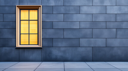 modern building exterior featuring window with warm light