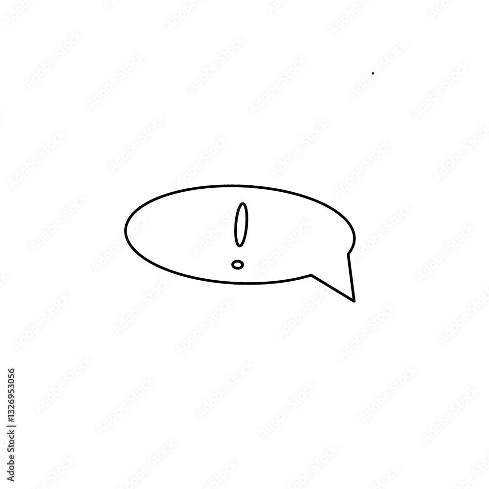 Poster the image shows a speech bubble icon with an exclamation mark (!) inside it.