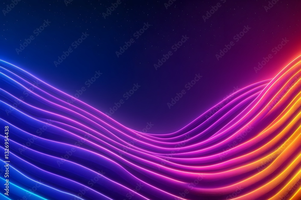 Poster vibrant neon colored geometric shapes and dynamic speed lines abstract composition