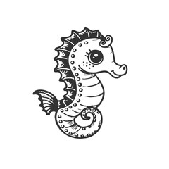 Sea underwater life Aquarium cartoon seahorse ocean sea animals minimalist head logo, Icon, element. Vector illustration