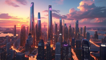 Fototapeta premium sunset in hong kong