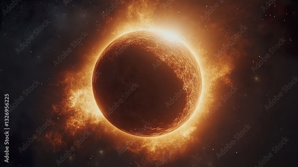 Wall mural eclipse reverie: a planet in deep space vibes