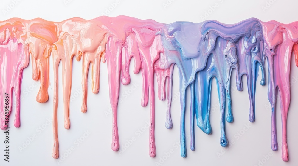 Poster pastel paint cascade in gradient hues a visual symphony of fluidity and color harmony artistic expre