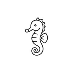 Fototapeta premium Black Cute seahorse. animal in flat style. Sea animals, underwater creatures, ocean animals, marine life concept. Seahorse vector design