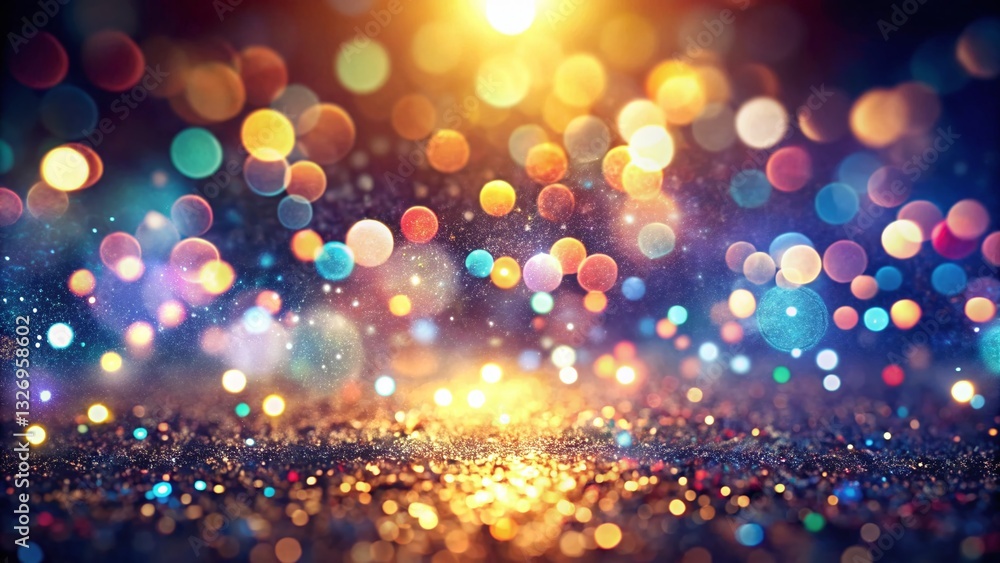 Poster glowing circles, sparkling abstract background - black magic bokeh effect