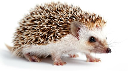 Fototapeta premium Cute hedgehog on white background with sharp quills and small face