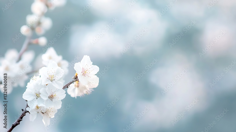 Aufkleber delicate cherry blossom flowers gently blooming in soft hues creating a serene and tranquil atmosphe