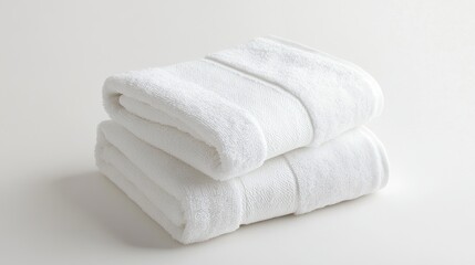 Elegant White Towels on a Minimalist Background