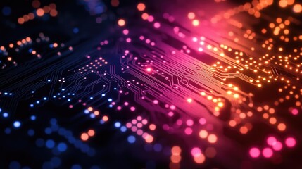 Fototapeta premium Abstract Circuit Board, Colorful Electronic Technology, Digital Innovation