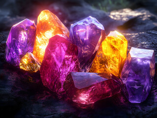 colorful stones in a black background