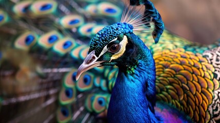 Vibrant Peacock Displaying Stunning Feathers in Natural Habitat