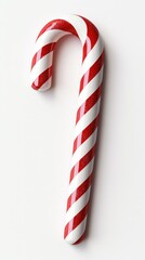 Colorful candy cane rests against a plain background, symbolizing festive cheer during the holiday season