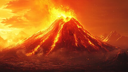 Fototapeta premium Volcano lava orange solid background fiery and bold.